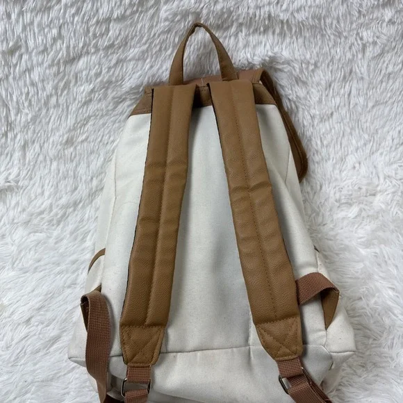 Loungefly Harry Potter Floral Deathly Hallows Slouch Backpack Cream Faux Leather - Picture 13 of 14